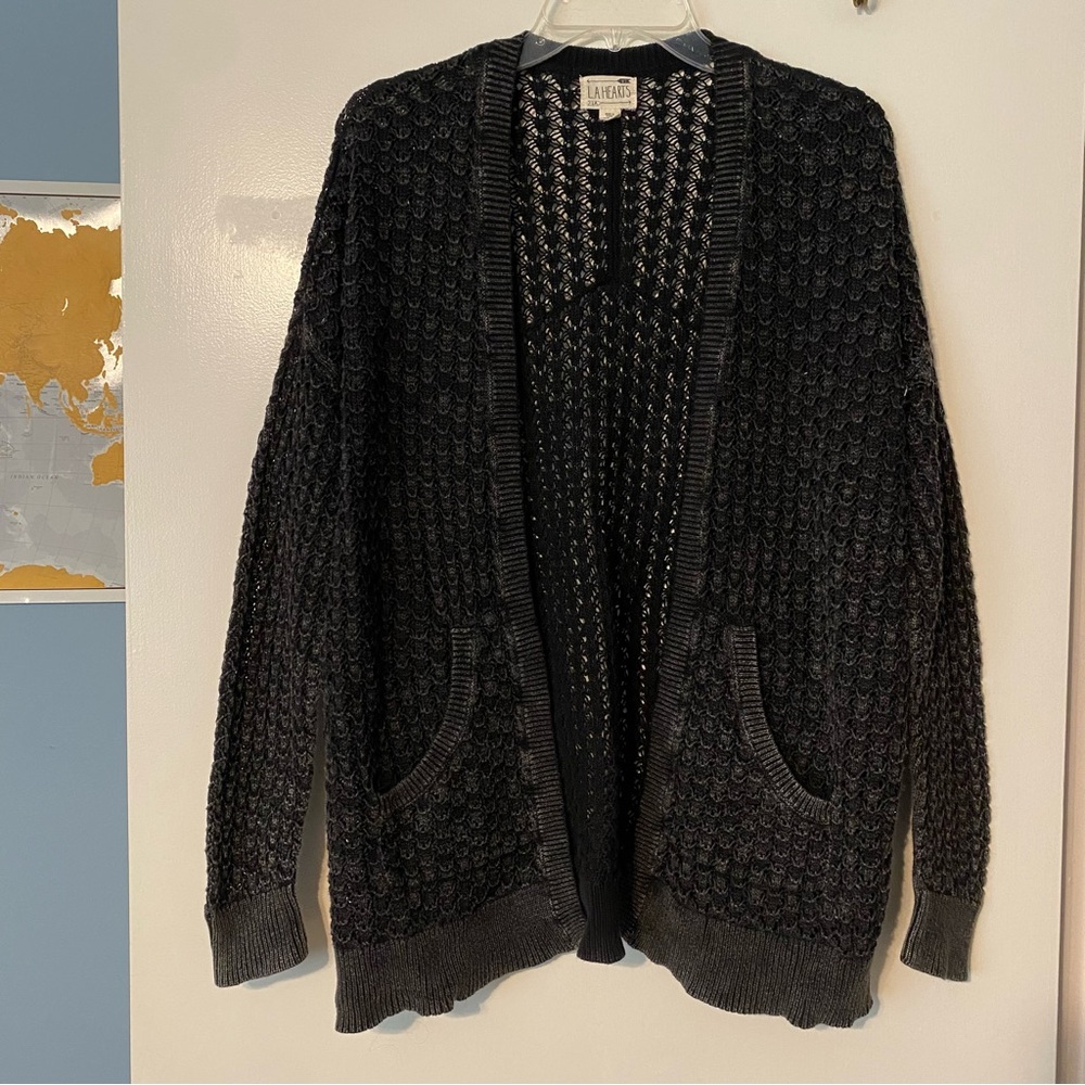 Black crochet cardigan